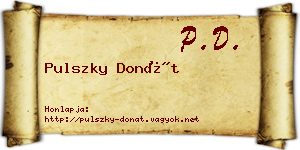 Pulszky Donát névjegykártya